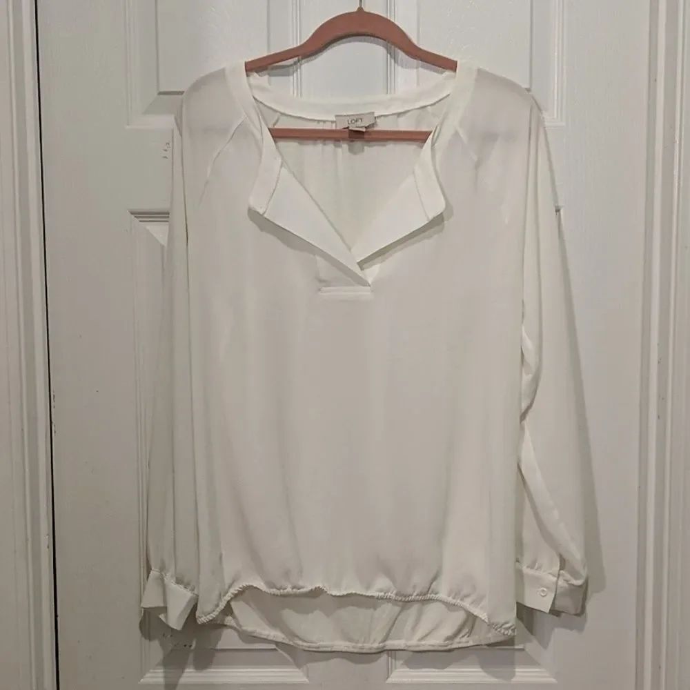 Ann Taylor Loft white blouse Sz L